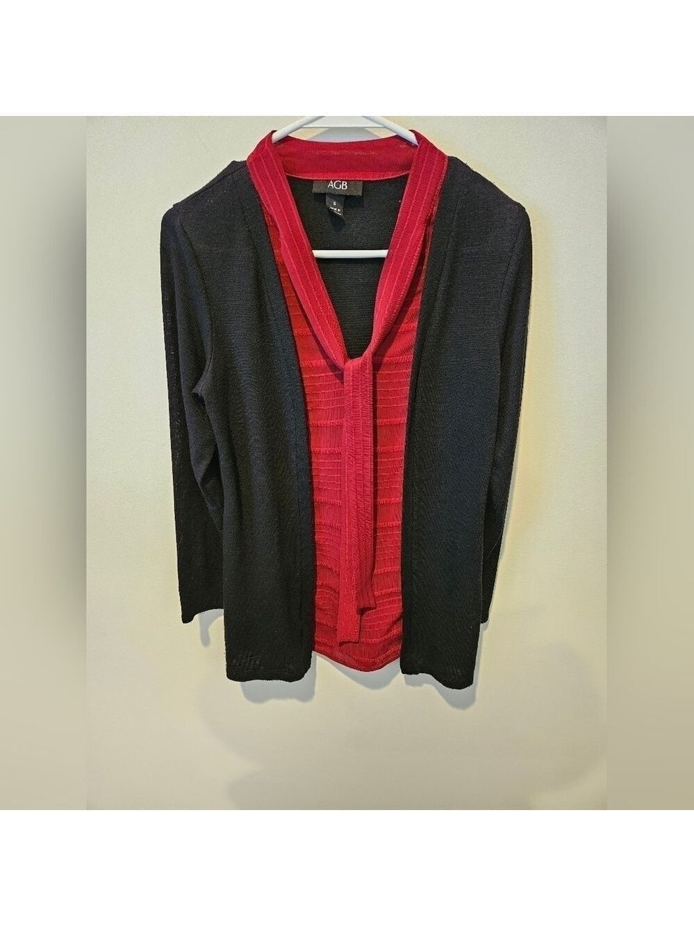 AGB Women's All-in-one Black & Maroon Cardigan Size S